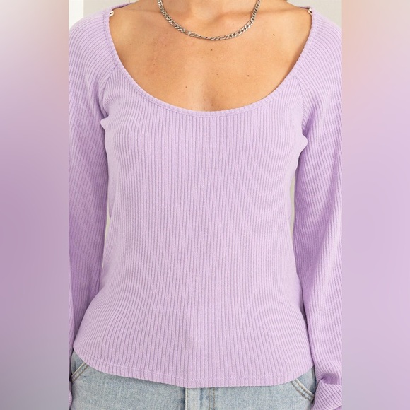 240B-TARO. Ribbed Balloon Longe Sleeve Top - Picture 5 of 5
